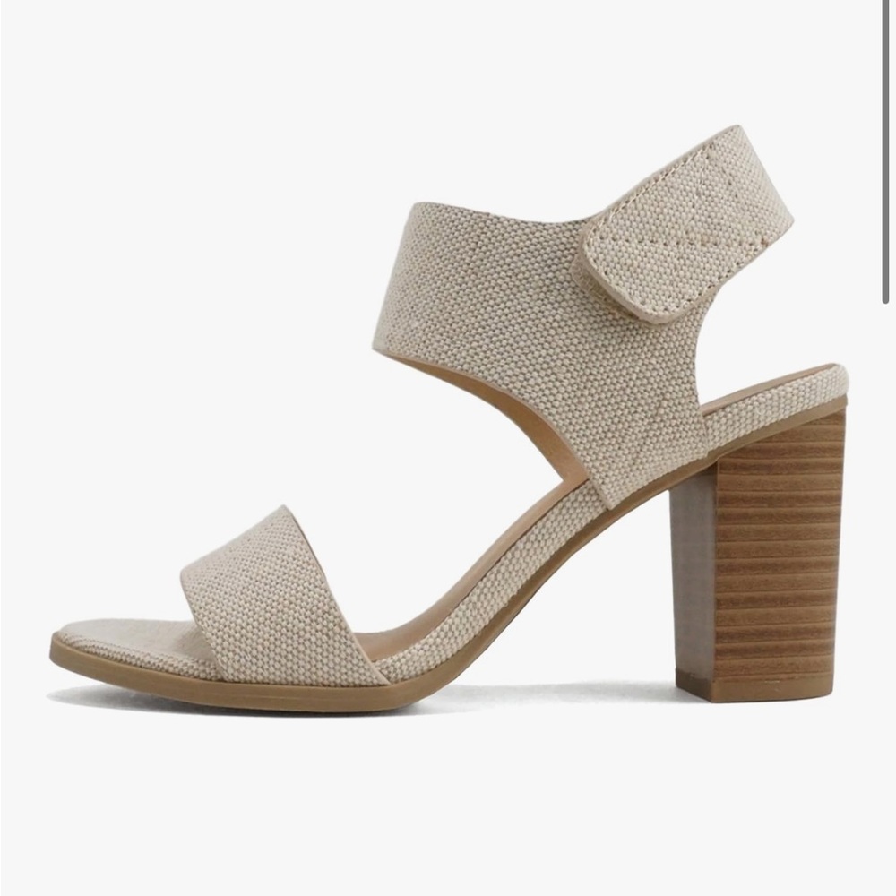 Women's Beige Block Heel Sandals